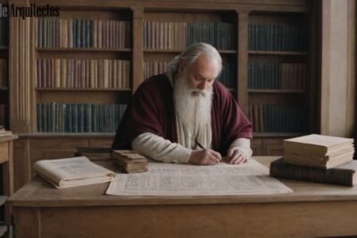 Vitruvio escribiendo los 10 libros de Arquitectura